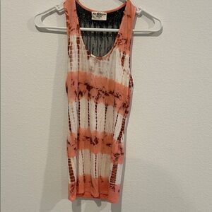 MM Couture Tie-Dye Tank Top in Coral and White